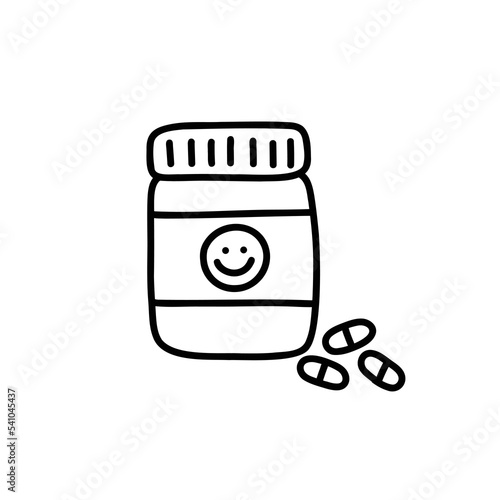 antidepressants doodle icon, vector color line illustration