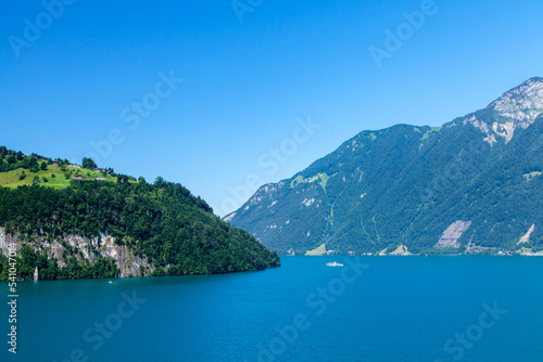 Panoramic view of lake in mountains