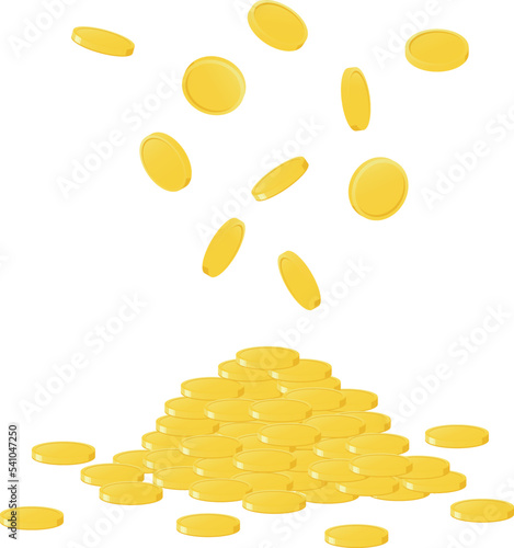 cartoon golden coins stacks. lots money, finance business profits and wealth gold coin pile vector illustration