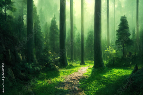 morning in the forest path in ghilbli style © Shades3d