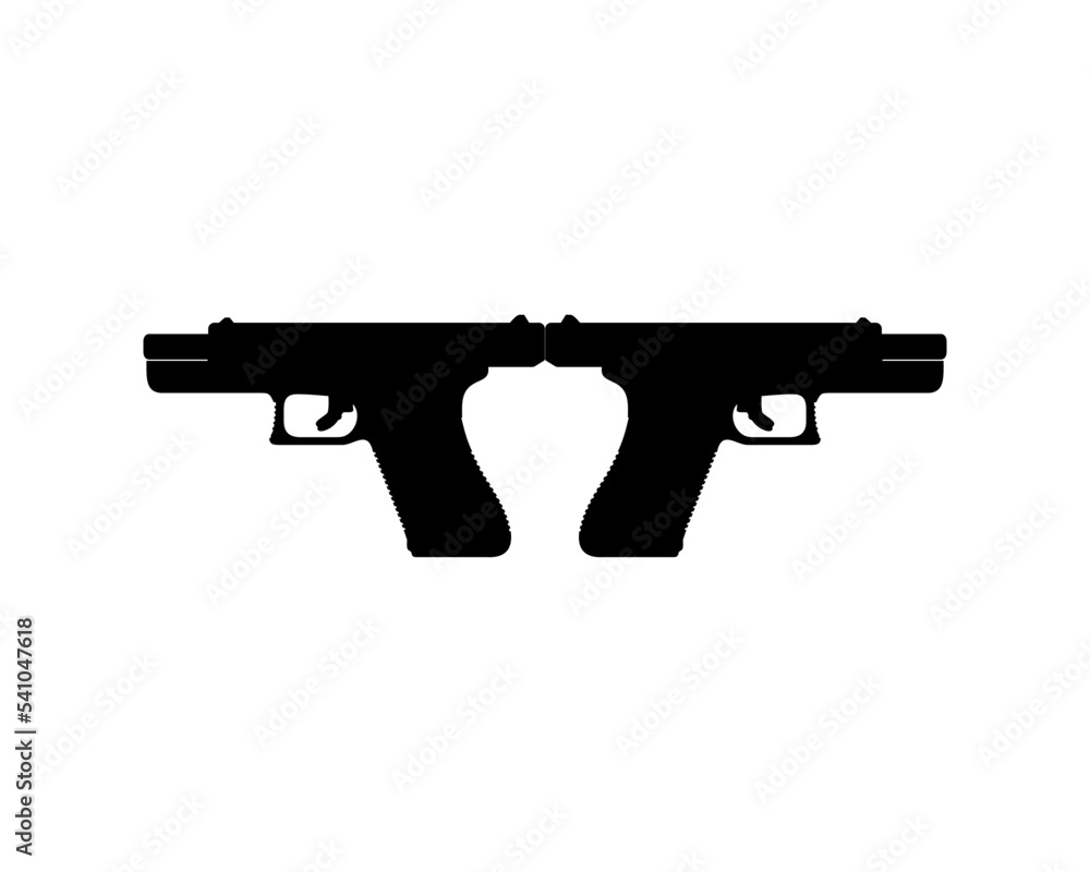 Silhouette of Pistol Gun for Logo, Pictogram, Website or Graphic Design Element. Vector Illustration