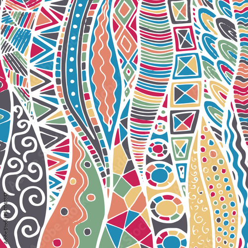 Fabric abstract doodles, hand drawn, lines, print, art.