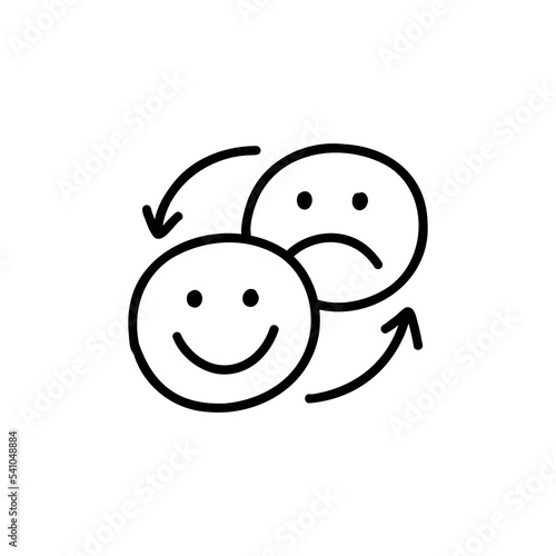 bipolar disorder doodle icon, vector color line illustration