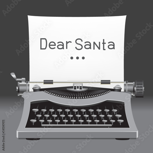 Santa letter on typewriter on dark