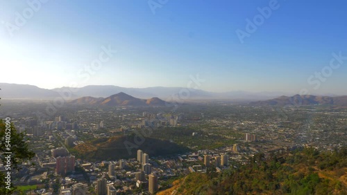 Santiago Chile viewed from above during golden hour photo