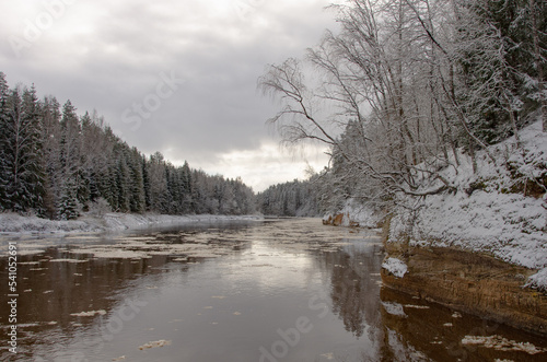 landscape with river in winter