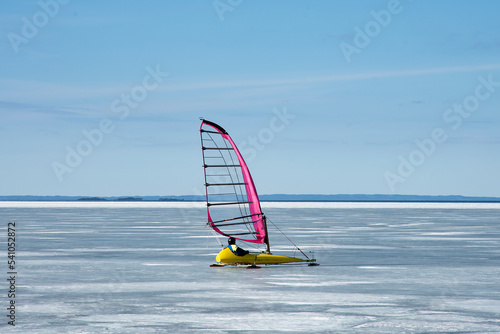 Windsurfing on ice in Sweden