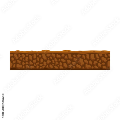 Seamless soil layer vector illustration. Ground, earth or dirt with stones on white background. Texture, geology, land surface ground concept