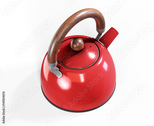 Stylish insulated plastic electric white kettle. 3d illustration, 3d rendering. photo