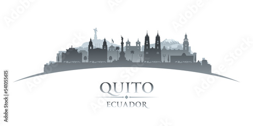 Quito Ecuador city silhouette white background