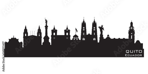 Quito Ecuador city skyline vector silhouette