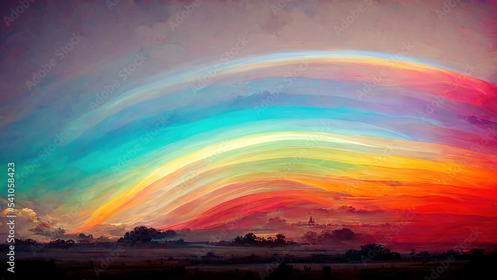 Abstract art rainbow in the sky