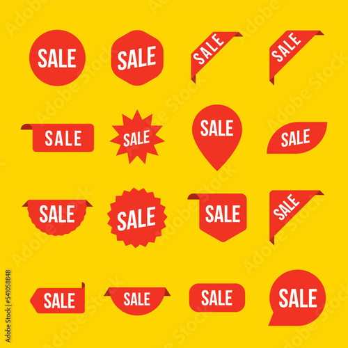 Sale tag arrow price offer set. Label sale discount vector icon product promotion sign shape