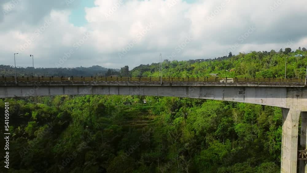 The highest bridge in Southeast Asia is the Tukad Bangkung Bridge. Drone footage from a Bali island in Indonesia The highest bridge in Southeast Asia is the Tukad Bangkung Bridge. Drone footage from a Bali island in Indonesia