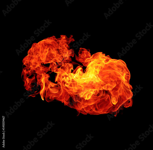 Burning flame on black back...