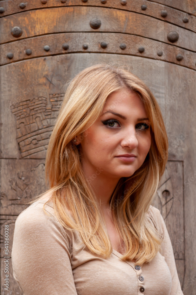 Portrait of a young woman with long blonde hair Portrait of a young woman with long blonde hair