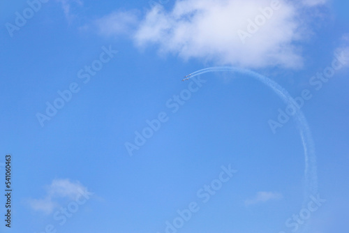 Modern airplanes flying in blue sky © Pixel-Shot