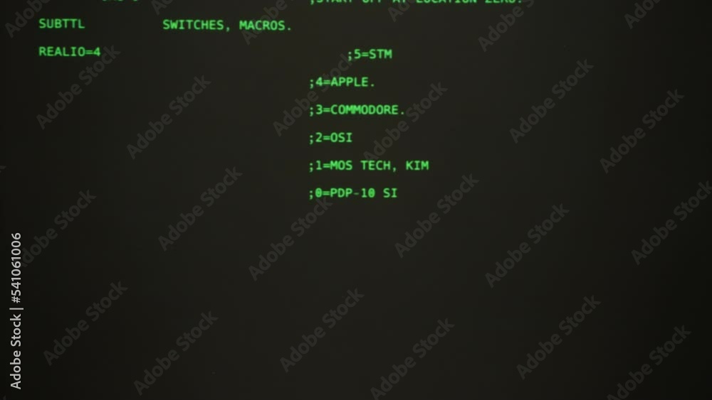 Retro pc with loading code console, programmer making scripts, green ...