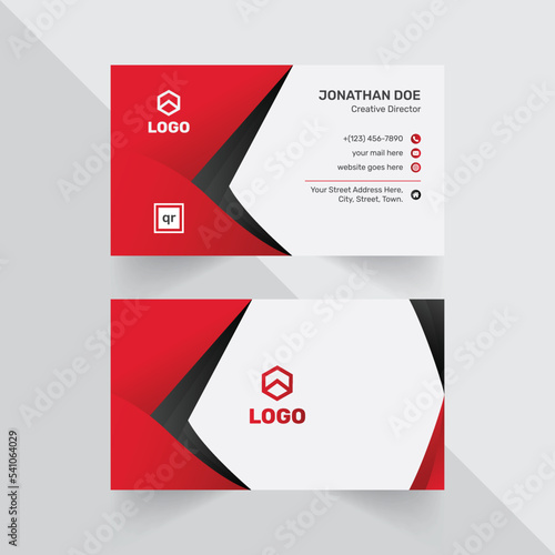 Modern Business Card Design With Black And Red abstract Gradients