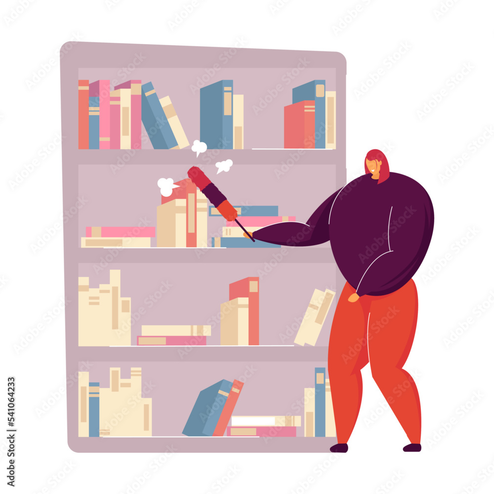 Woman cleaning apartment, dusting, moping floor in living room together. People doing household work at home. Vector illustration for housekeeping, housecleaning, lifestyle concept Woman cleaning apartment, dusting, moping floor in living room together. People doing household work at home. Vector illustration for housekeeping, housecleaning, lifestyle concept