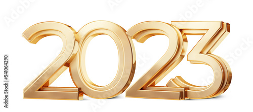 golden numbers, 2023 gold color 3d-illustration photo