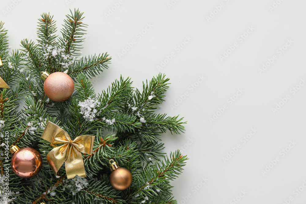 Fir branches with beautiful Christmas decorations isolated on white background Fir branches with beautiful Christmas decorations isolated on white background