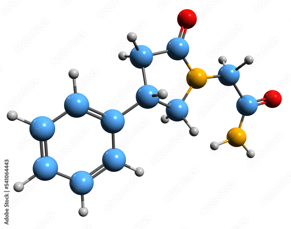 3D image of Phenylpiracetam skeletal formula - molecular chemical structure of fonturacetam isolated on white background
3D image of Phenylpiracetam skeletal formula - molecular chemical structure of fonturacetam isolated on white background