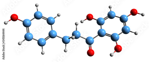  3D image of Phloretin skeletal formula - molecular chemical structure of natural phenol isolated on white background
 photo