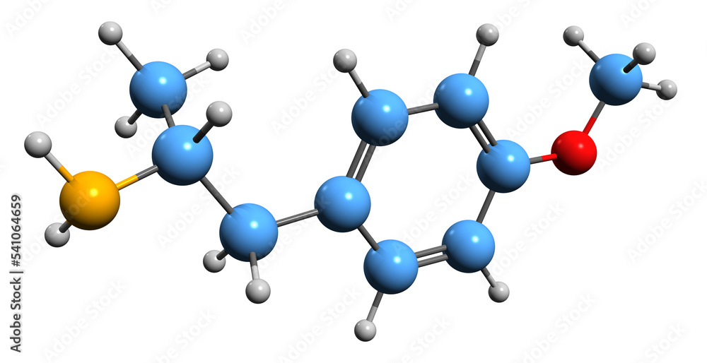 3D image of PMA skeletal formula - molecular chemical structure of designer drug para-Methoxyamphetamine isolated on white background 3D image of PMA skeletal formula - molecular chemical structure of designer drug para-Methoxyamphetamine isolated on white background