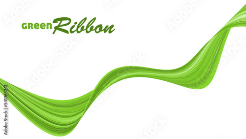 Green ribbon by acrylic paint. Vector graphics