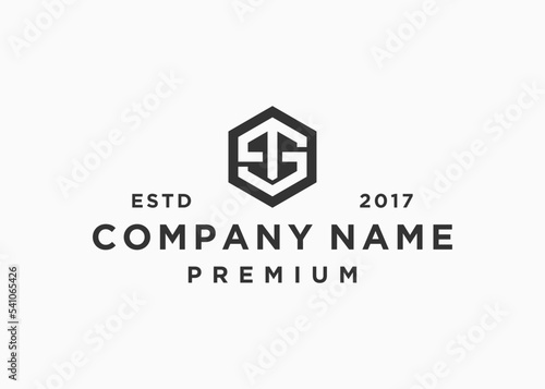 letter st hexagon logo design vector illustration template