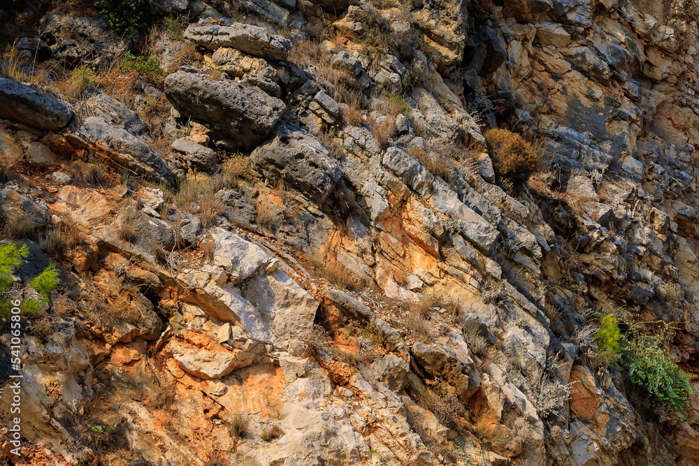 Turkish Taurus Mountains in the Kemer region of Antalya province. Background with copy space