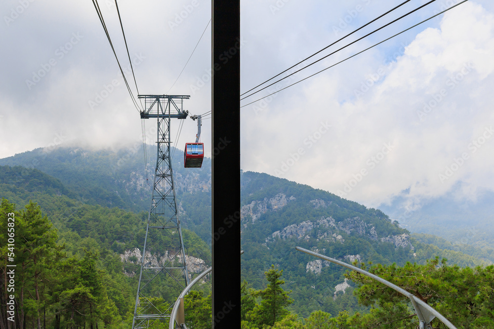 Cabin of the cable car lift to Mount