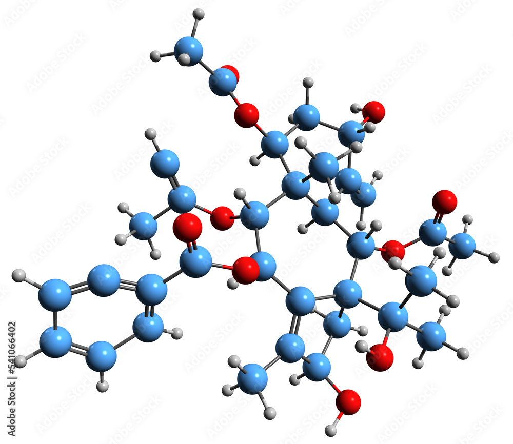 3D image of taxchinin A skeletal formula - molecular chemical structure of abeotaxane isolated on white background
3D image of taxchinin A skeletal formula - molecular chemical structure of abeotaxane isolated on white background