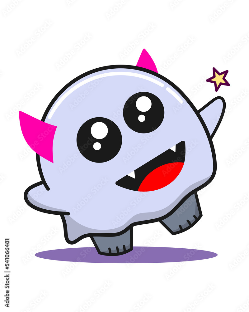 cute ghost smile and take a star.Vector illustration in a cartoon style. cute ghost smile and take a star.Vector illustration in a cartoon style.