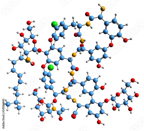  3D image of teicoplanin  А 2-5 skeletal formula - molecular chemical structure of glycopeptide antibiotic isolated on white background
 photo