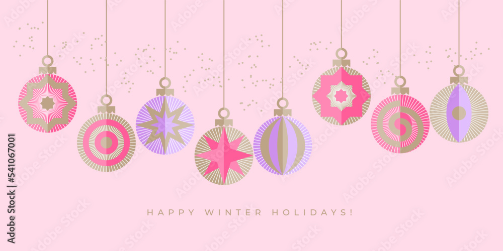 Geometric Xmas postcard. Christmas holiday header Geometric Xmas postcard. Christmas holiday header
