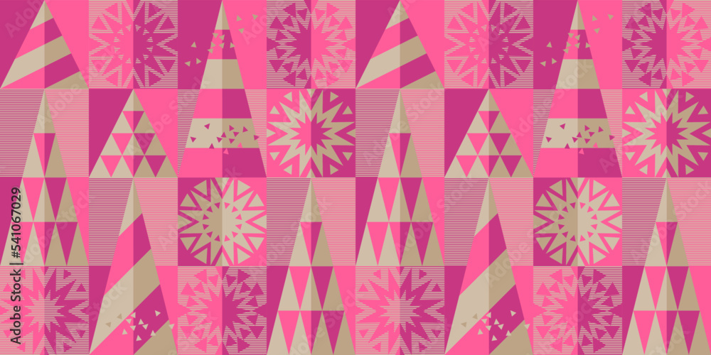 Festive geometric Christmas seamless pattern.
