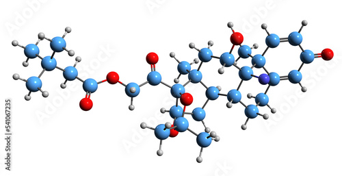 3D image of Triamcinolone hexacetonide skeletal formula - molecular chemical structure of synthetic glucocorticoid corticosteroid isolated on white background