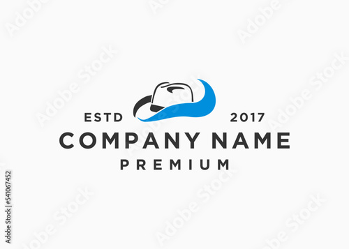 wave hat logo design vector illustration template