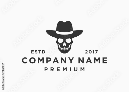 cowboy skull logo design vector illustration template