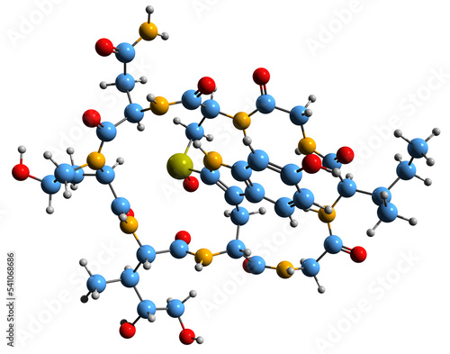  3D image of alpha-Amanitin skeletal formula - molecular chemical structure of amatoxin isolated on white background
 photo