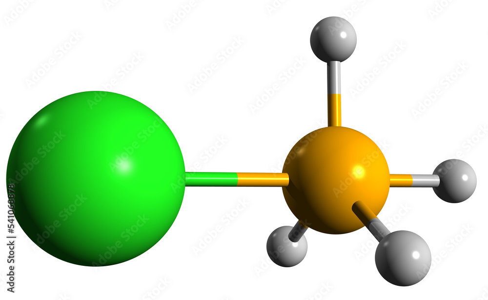 3D image of Ammonium chloride skeletal formula molecular chemical