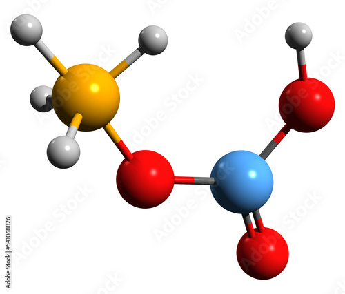 3D image of Ammonium bicarbonate skeletal formula - molecular chemical structure of Ammonium hydrogen carbonate isolated on white background photo