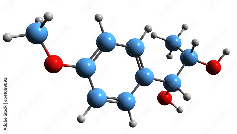 3D image of anetoglycol skeletal formula - molecular chemical structure of anise camphor oil component isolated on white background
3D image of anetoglycol skeletal formula - molecular chemical structure of anise camphor oil component isolated on white background