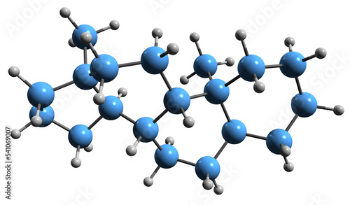  3D image of Androstane skeletal formula - molecular chemical structure of  steroidal hydrocarbon isolated on white background
 photo
