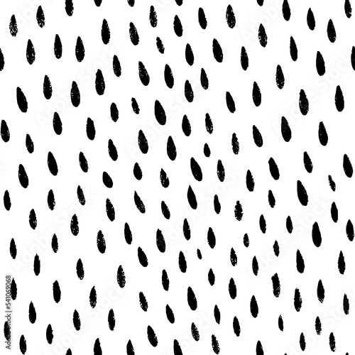 Dynamic black and white background. Rain seamless pattern. Abstract vector texture for your design.