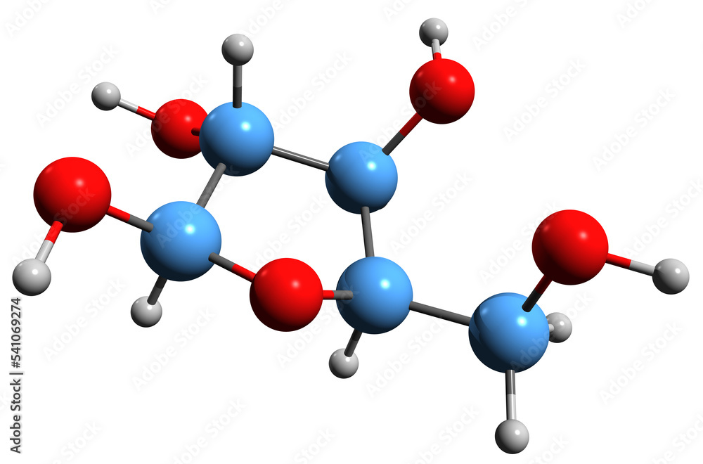 3D image of Arabinose skeletal formula - molecular chemical structure of carbohydrate aldopentose isolated on white background 3D image of Arabinose skeletal formula - molecular chemical structure of carbohydrate aldopentose isolated on white background