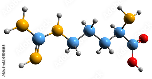 3D image of Arginine skeletal formula - molecular chemical structure of amino acid isolated on white background
 photo