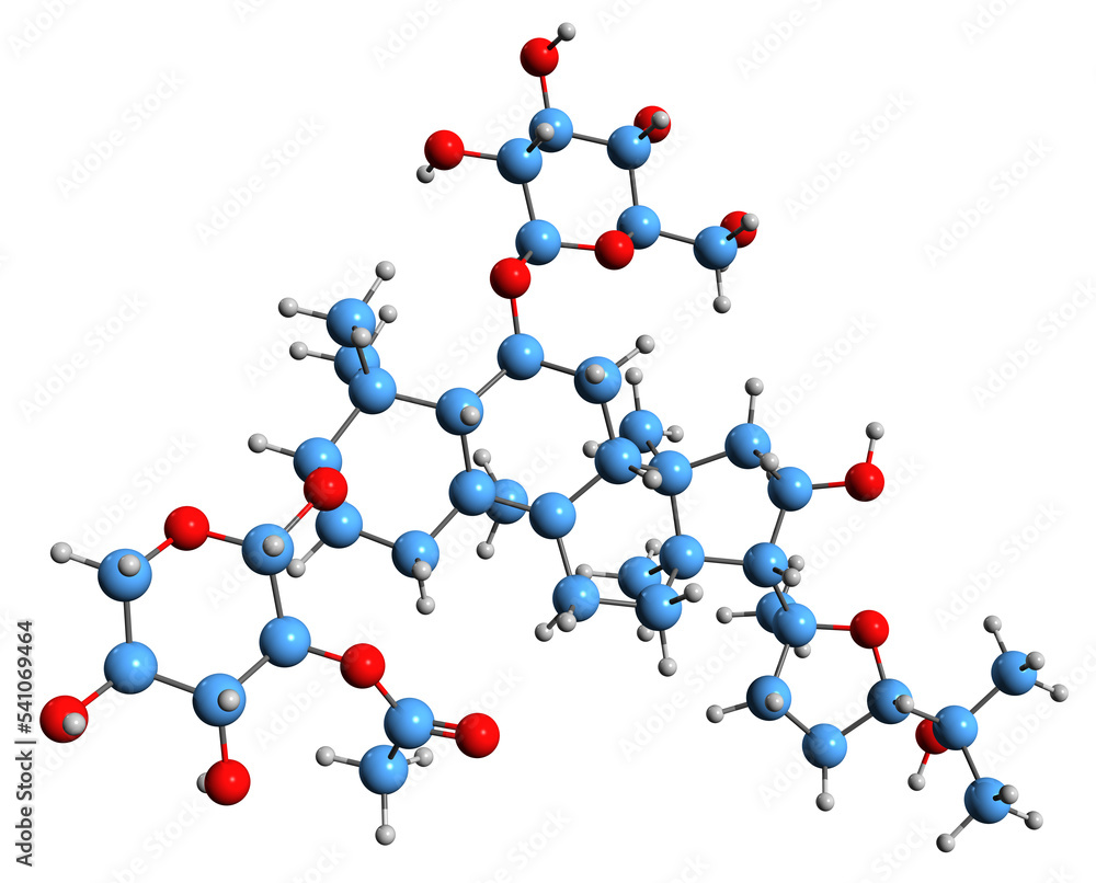 3D image of Astragaloside II skeletal formula - molecular chemical structure of Saponin isolated on white background
3D image of Astragaloside II skeletal formula - molecular chemical structure of Saponin isolated on white background